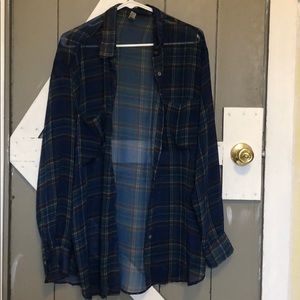 Sheer blue plaid American Apparel button down